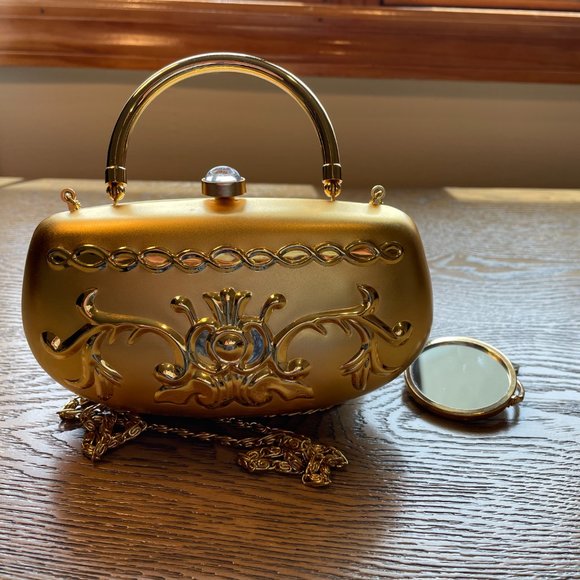 DANIELLA - Gold Tone Clutch Purse with Chain and Compact Mirror - 2005 - Picture 12 of 12